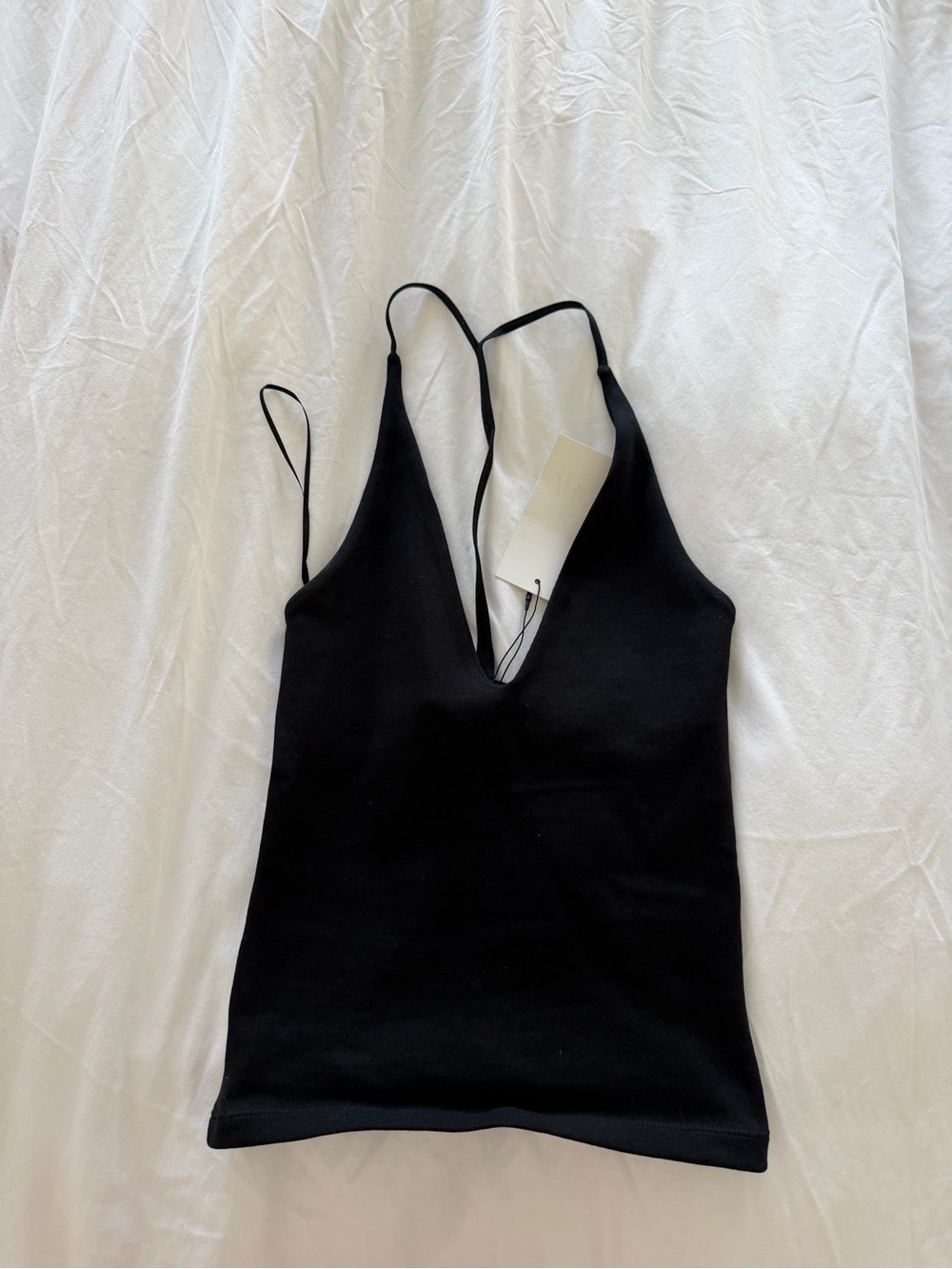 Zara Black Deep V Spaghetti Strap Camisole